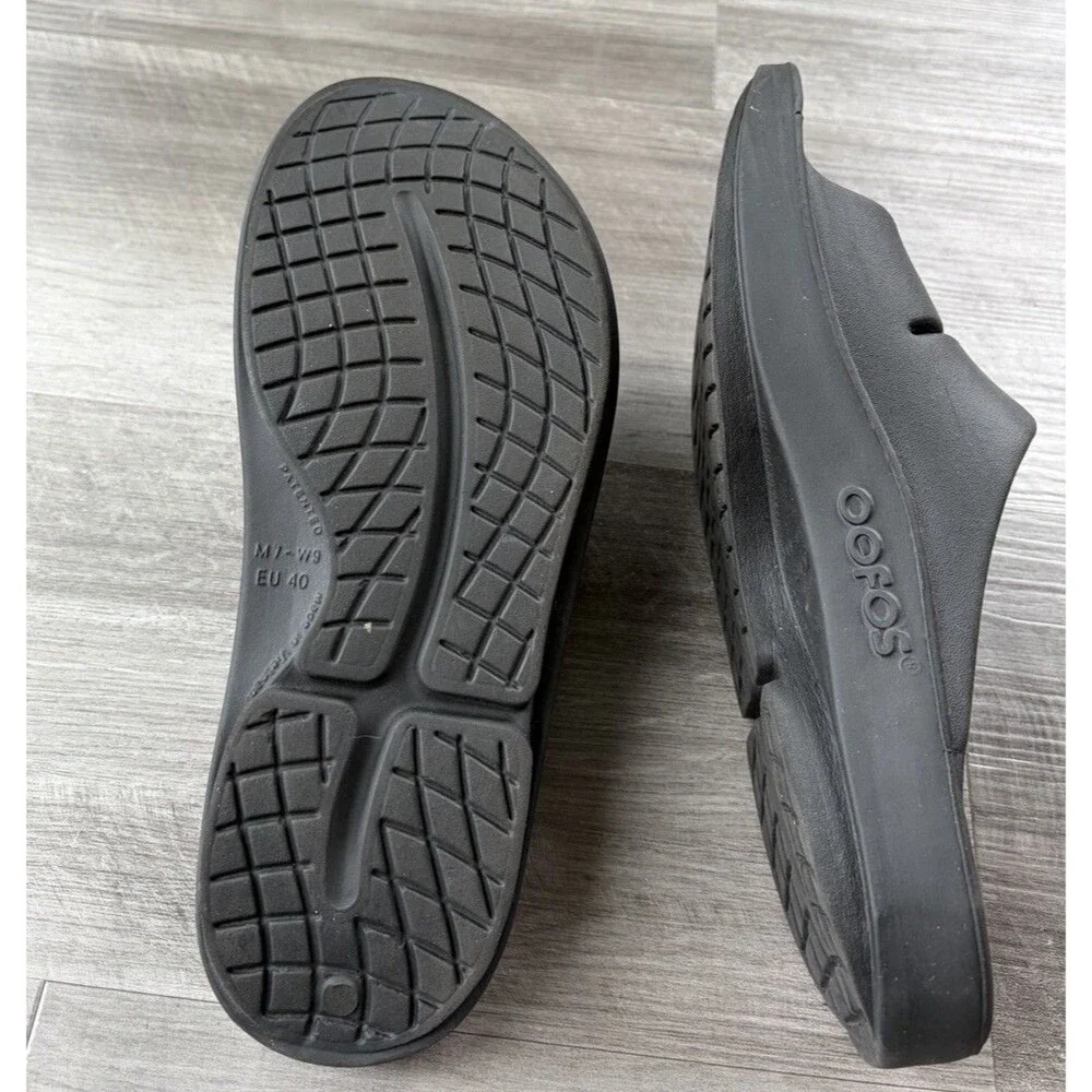 Oofos OOahh Recovery Slide Sandals Black Slip On Comfort Shoes Mens 7 Womens 9